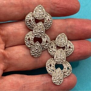 Vintage Silver Plated Post Pierced Sparkly Earrings